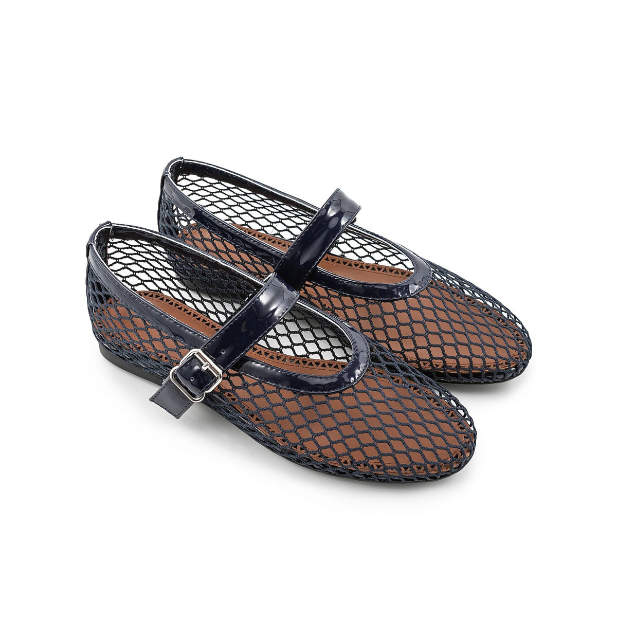 British Style Mary Jane Shoes For Women Fashion Patchwork Mesh Flat Ballet Shoes Buckle Strap Comfortable Summer Casual Shoes