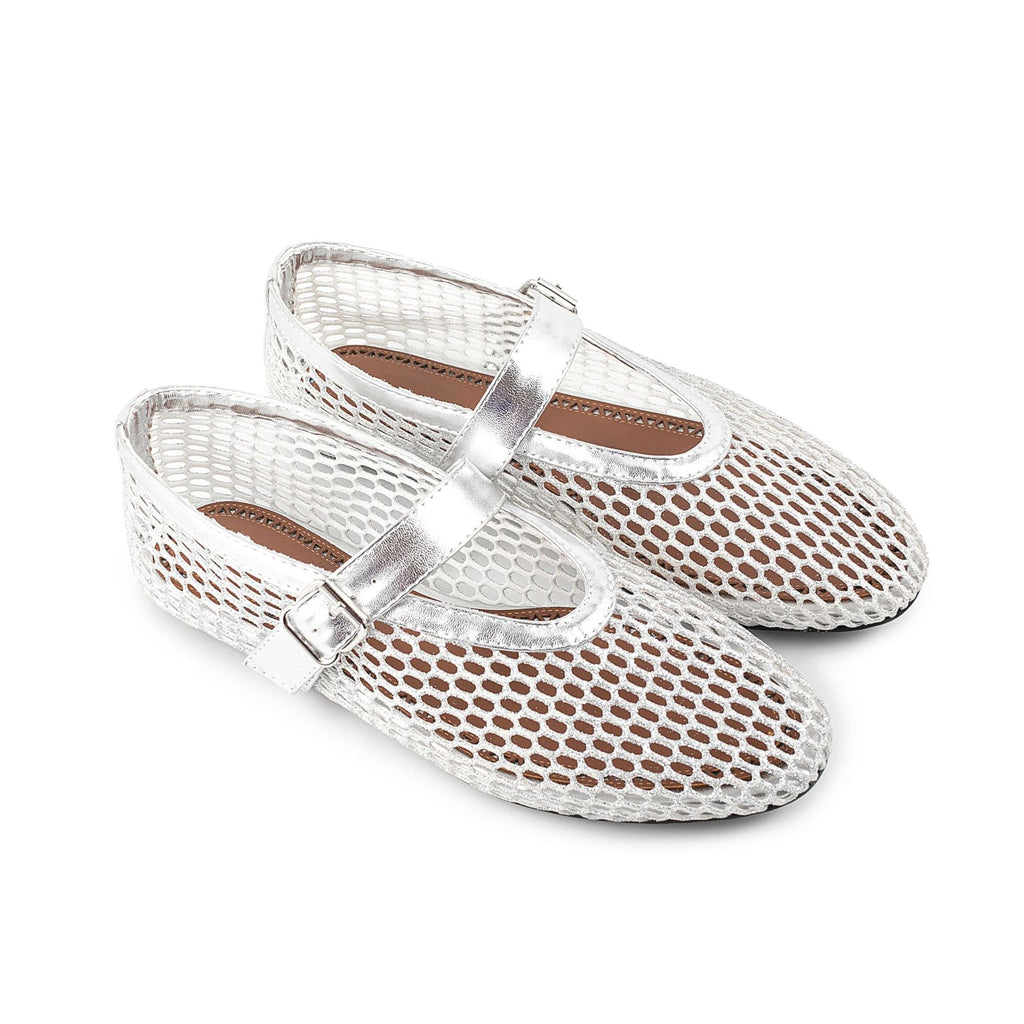 British Style Mary Jane Shoes For Women Fashion Patchwork Mesh Flat Ballet Shoes Buckle Strap Comfortable Summer Casual Shoes