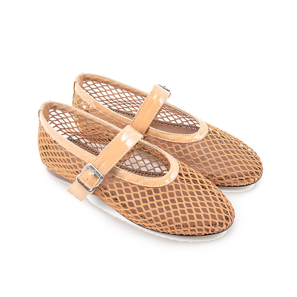 British Style Mary Jane Shoes For Women Fashion Patchwork Mesh Flat Ballet Shoes Buckle Strap Comfortable Summer Casual Shoes