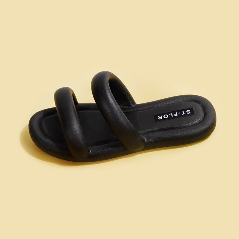 Slippery Slippers Korean Version Casual Fashion Double-Slip Non-Slip Flat Bottom Ladies Soft Bottom Sandals And Slippers For Women's Outer Wear