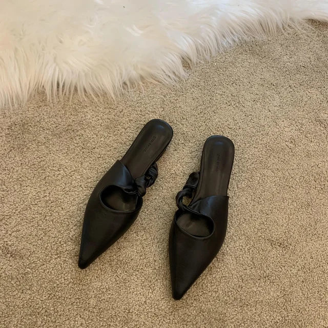 New Spring Women's Slippers Pointed Toe Toe Sandals Slippers Flat Casual  All-match Sexy Solid Color Women's Mules Slides