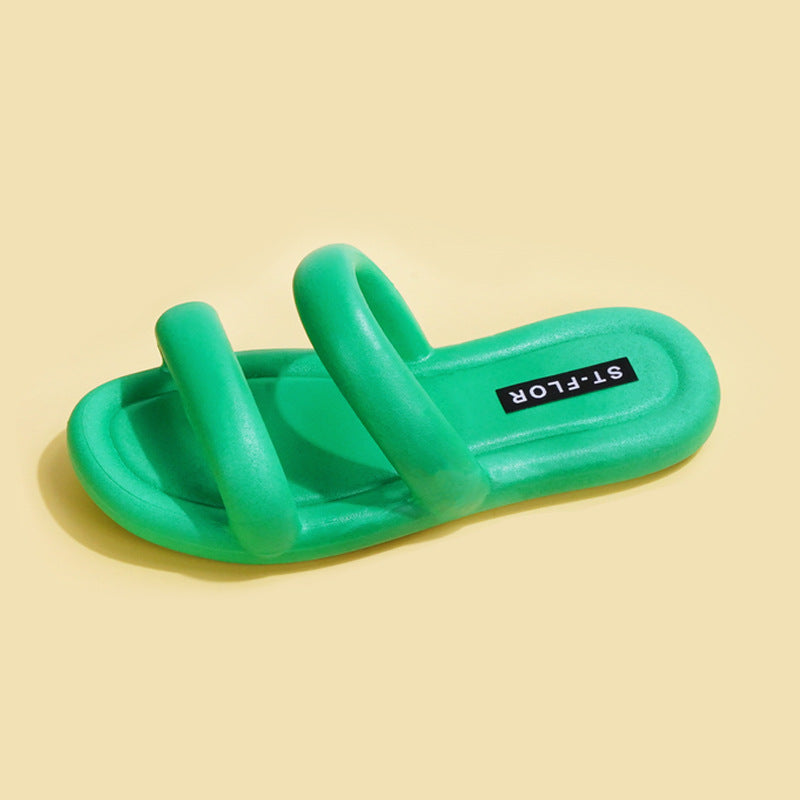 Slippery Slippers Korean Version Casual Fashion Double-Slip Non-Slip Flat Bottom Ladies Soft Bottom Sandals And Slippers For Women's Outer Wear