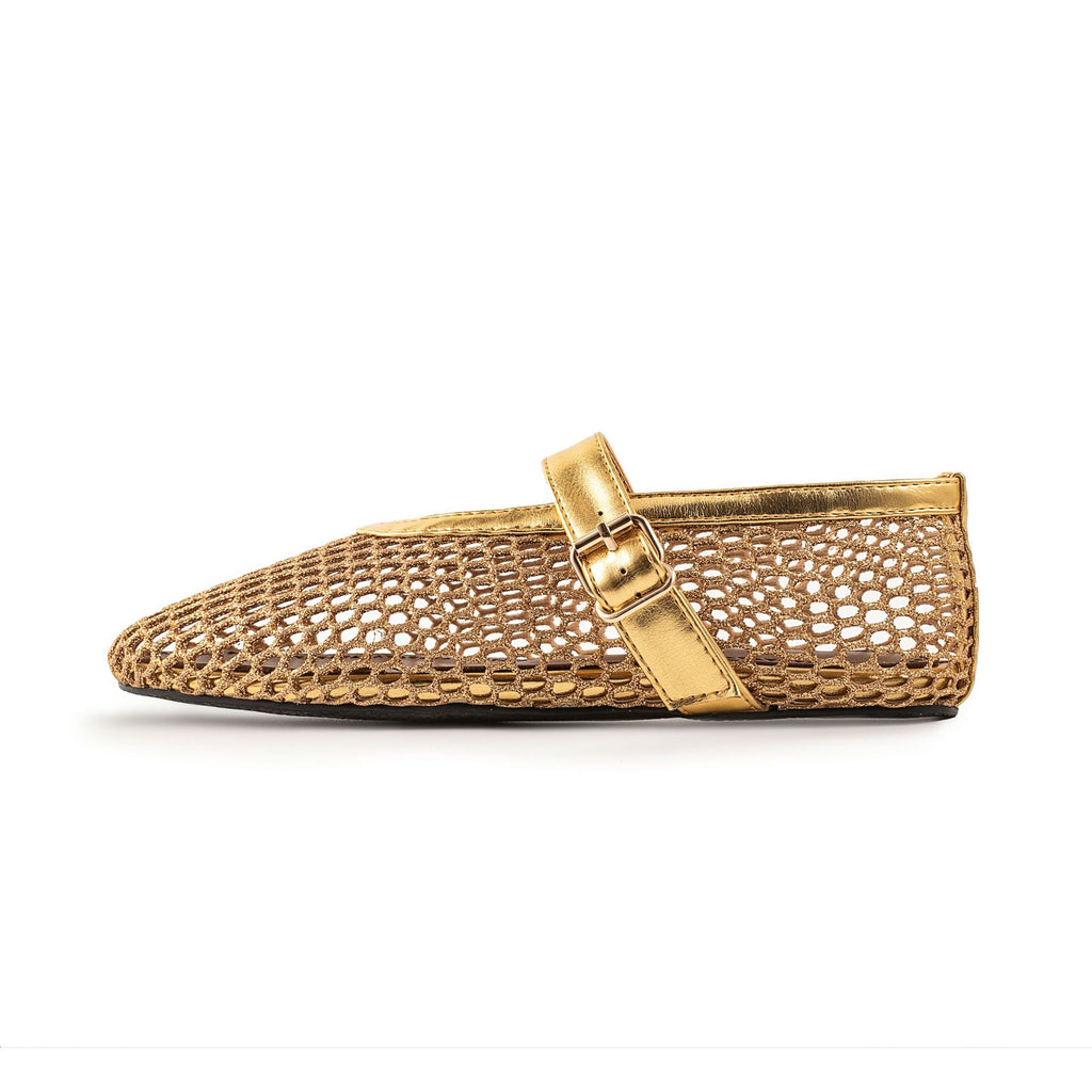 British Style Mary Jane Shoes For Women Fashion Patchwork Mesh Flat Ballet Shoes Buckle Strap Comfortable Summer Casual Shoes