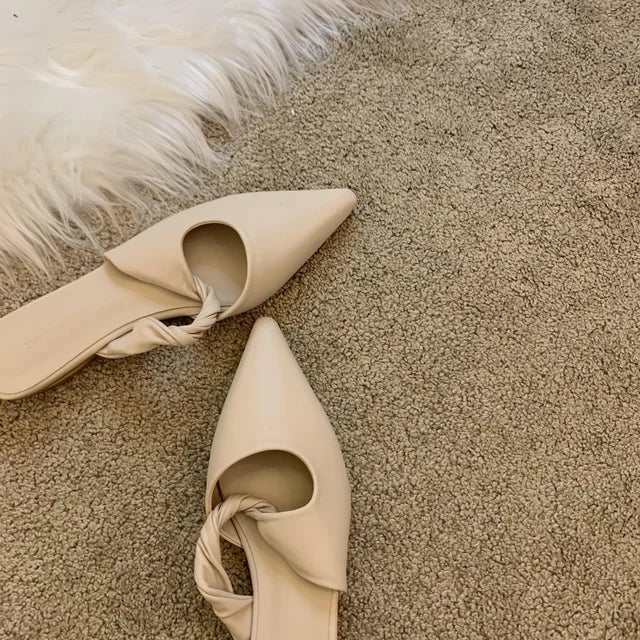 New Spring Women's Slippers Pointed Toe Toe Sandals Slippers Flat Casual  All-match Sexy Solid Color Women's Mules Slides