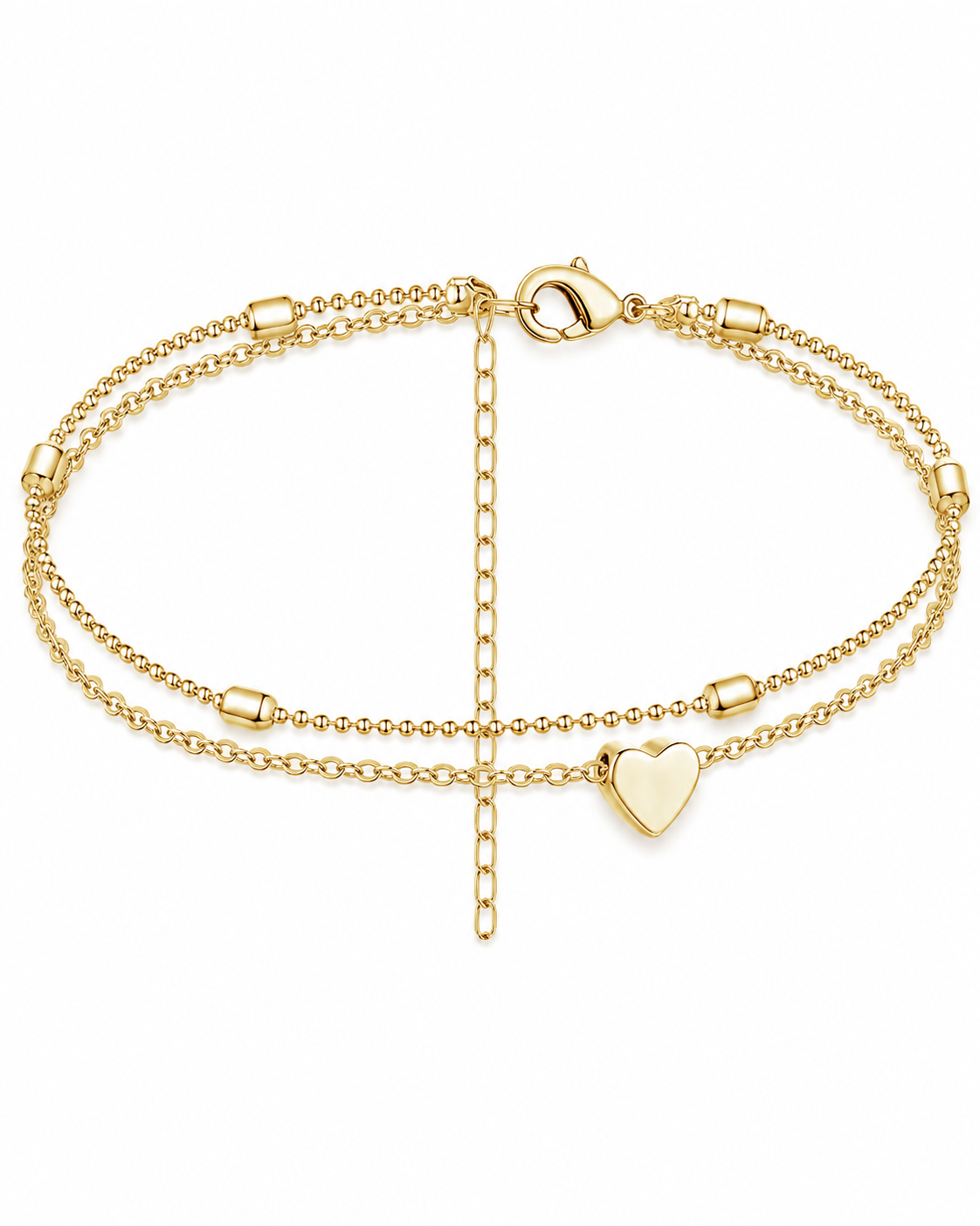 Gold Heart Charm Anklet